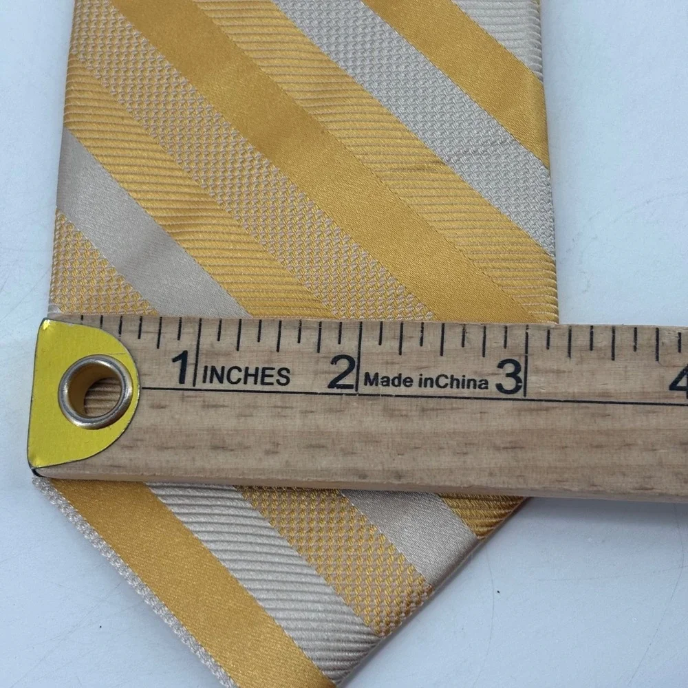 Robert Talbott Tie Mens OS Gold Silver Striped Best of Class Silk Made in USA